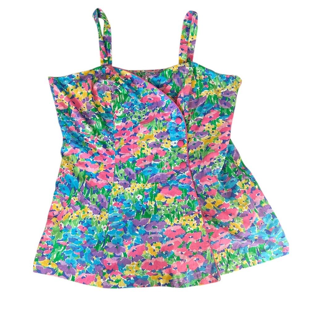 Vintage Riviera by Ceeb Floral Cotton Playsuit Romper Size 46 — 60s Resortwear